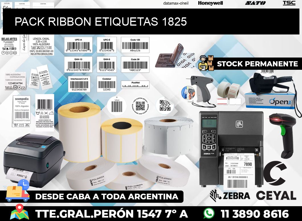 PACK RIBBON ETIQUETAS 1825