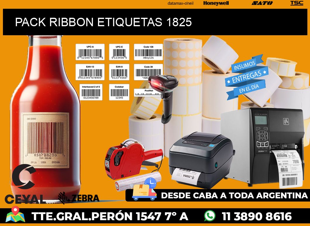 PACK RIBBON ETIQUETAS 1825