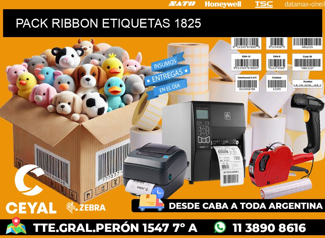 PACK RIBBON ETIQUETAS 1825