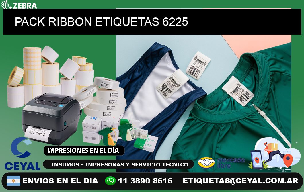 PACK RIBBON ETIQUETAS 6225