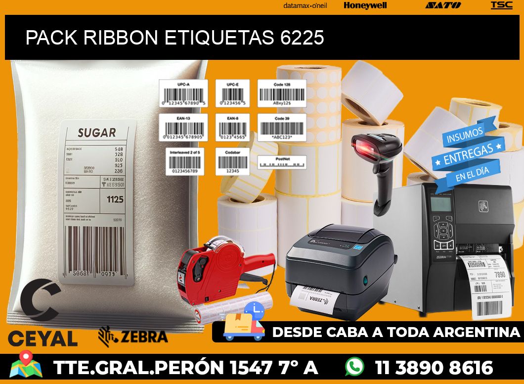 PACK RIBBON ETIQUETAS 6225