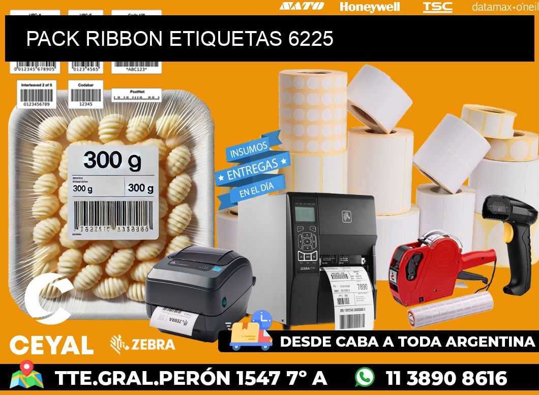PACK RIBBON ETIQUETAS 6225