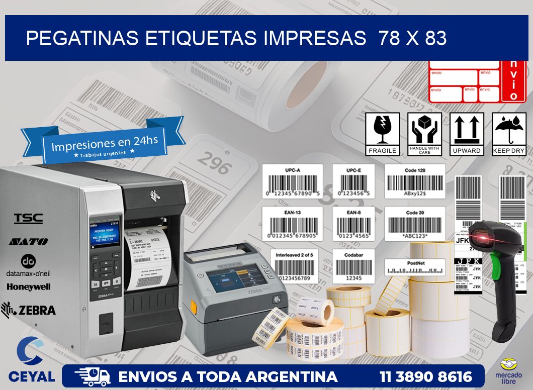 PEGATINAS ETIQUETAS IMPRESAS  78 x 83