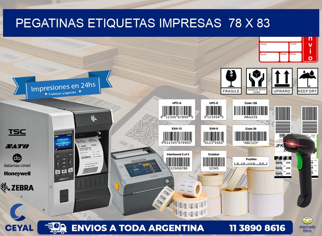 PEGATINAS ETIQUETAS IMPRESAS  78 x 83