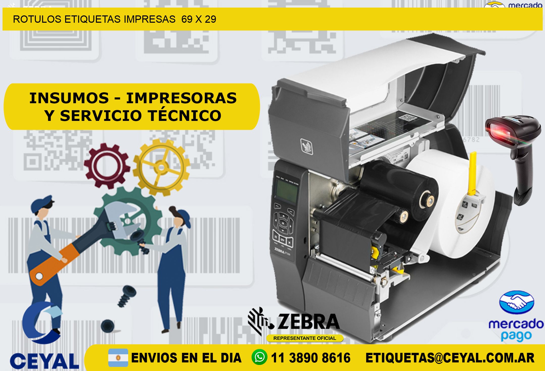 ROTULOS ETIQUETAS IMPRESAS  69 x 29