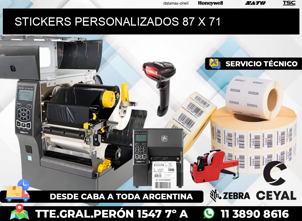 STICKERS PERSONALIZADOS 87 x 71