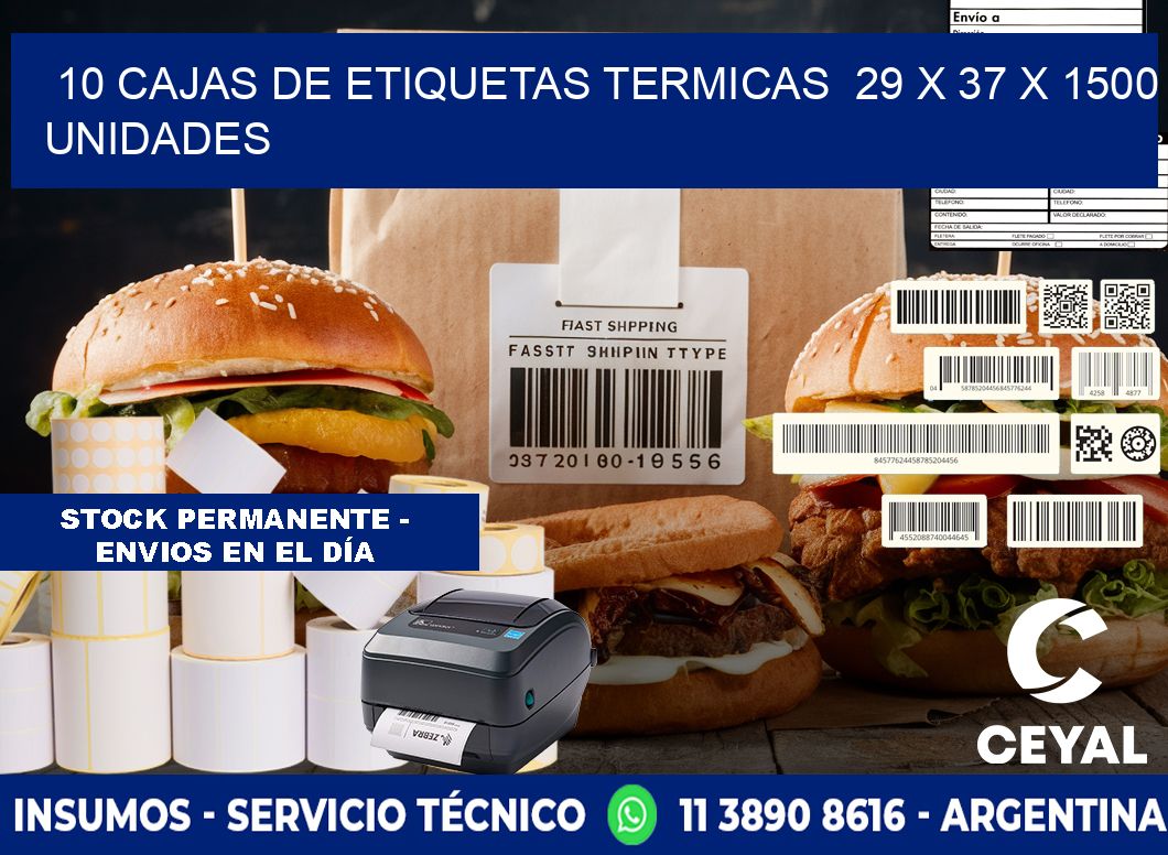 10 CAJAS DE ETIQUETAS TERMICAS  29 x 37 X 1500 UNIDADES