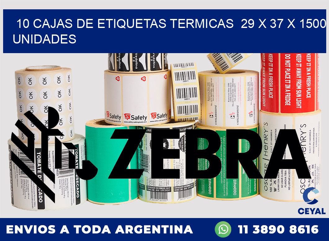 10 CAJAS DE ETIQUETAS TERMICAS  29 x 37 X 1500 UNIDADES