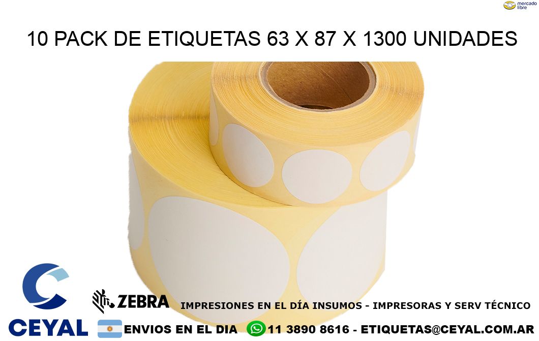 10 PACK DE ETIQUETAS 63 x 87 X 1300 UNIDADES