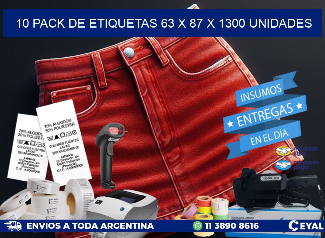 10 PACK DE ETIQUETAS 63 x 87 X 1300 UNIDADES