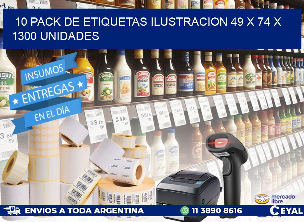 10 PACK DE ETIQUETAS ILUSTRACION 49 x 74 X 1300 UNIDADES