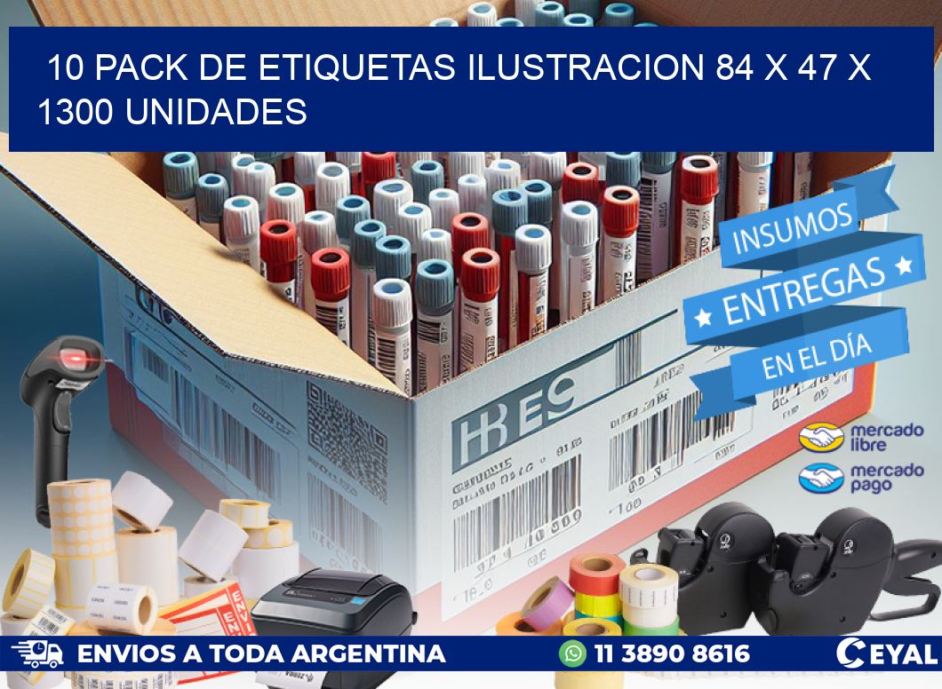 10 PACK DE ETIQUETAS ILUSTRACION 84 x 47 X 1300 UNIDADES