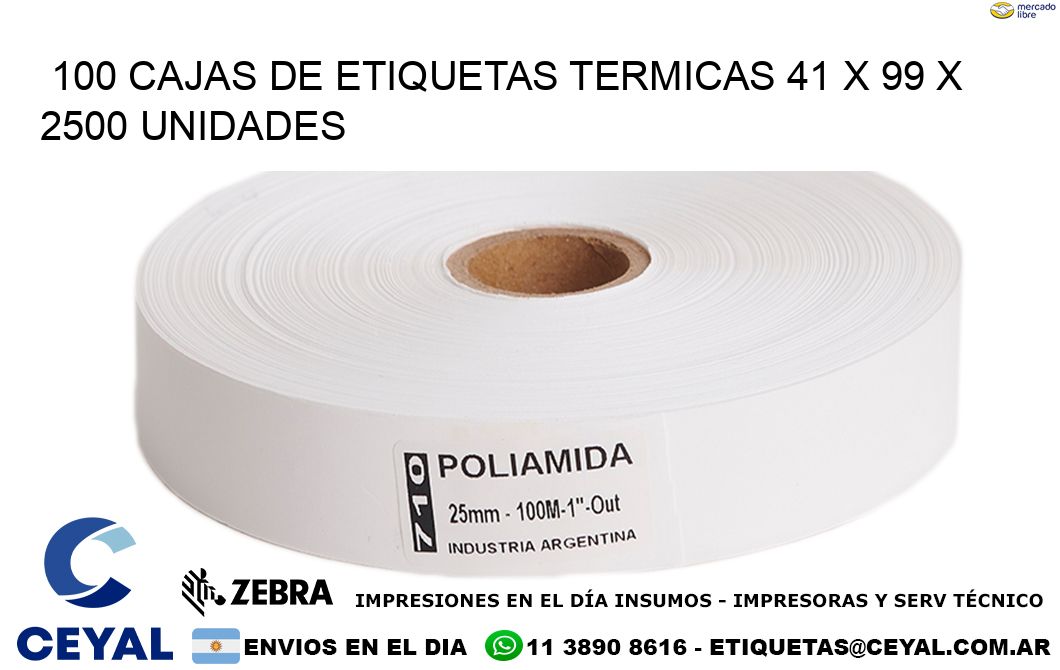 100 CAJAS DE ETIQUETAS TERMICAS 41 x 99 X 2500 UNIDADES