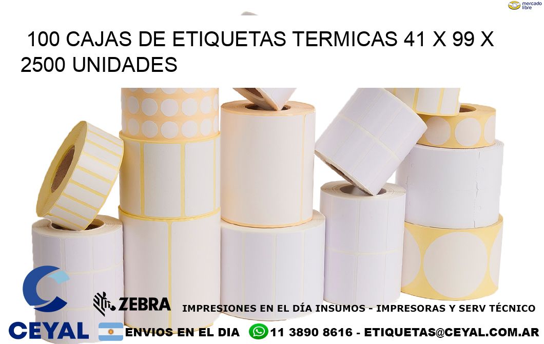 100 CAJAS DE ETIQUETAS TERMICAS 41 x 99 X 2500 UNIDADES