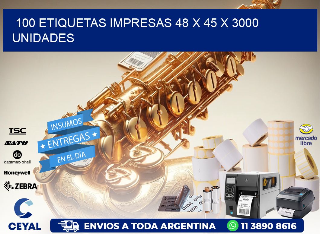 100 ETIQUETAS IMPRESAS 48 x 45 X 3000 UNIDADES