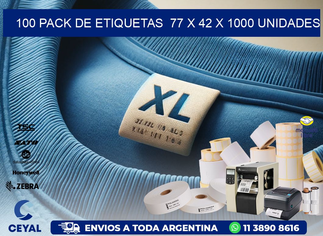 100 PACK DE ETIQUETAS  77 x 42 X 1000 UNIDADES