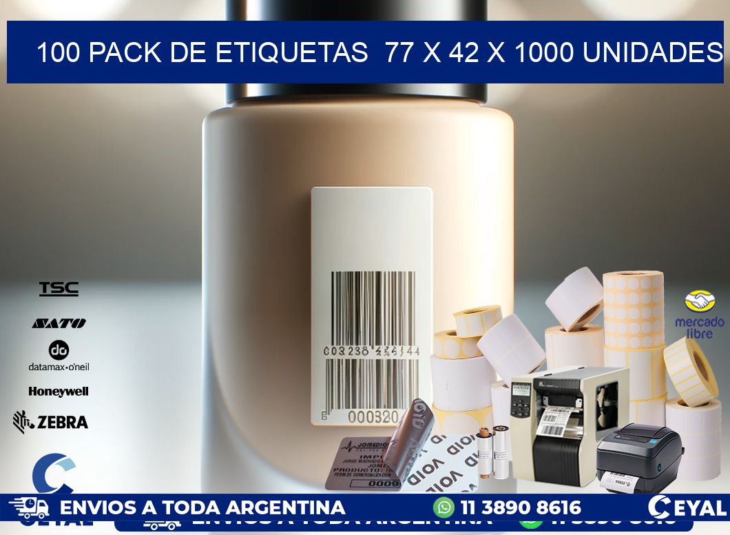 100 PACK DE ETIQUETAS  77 x 42 X 1000 UNIDADES