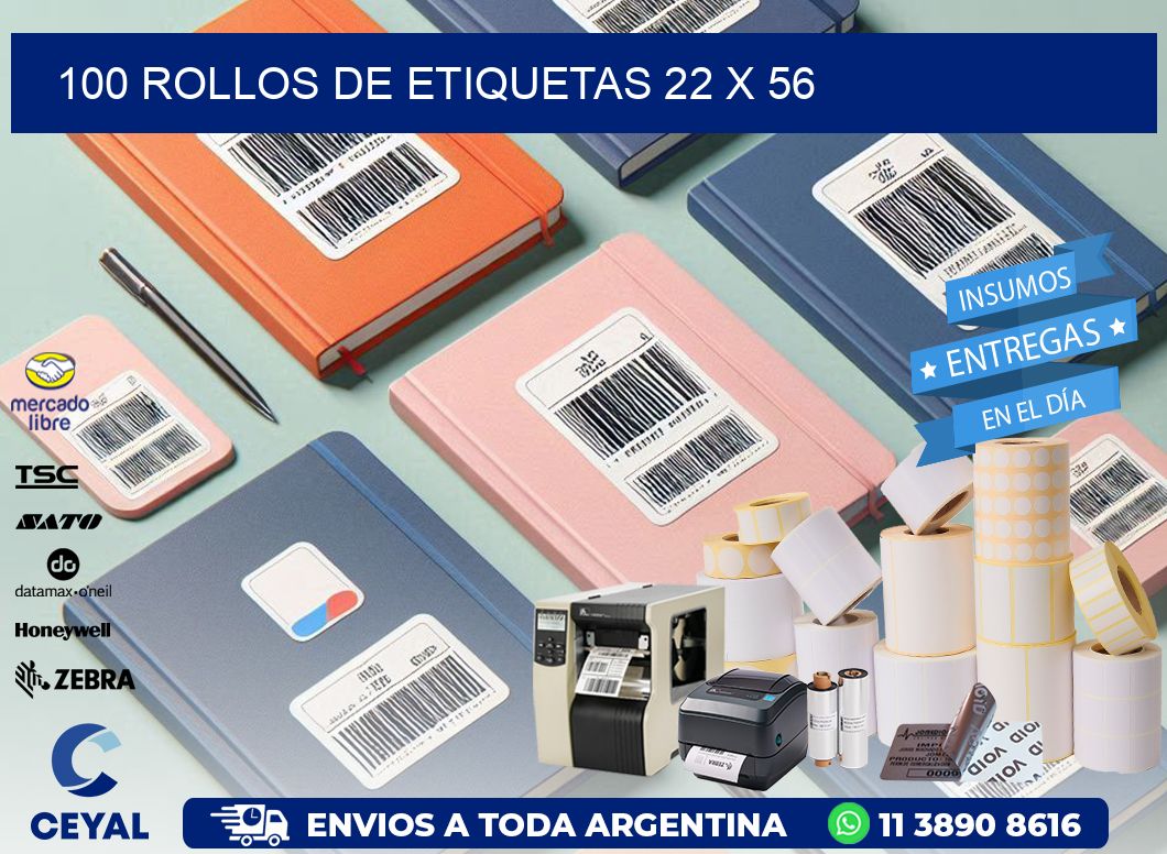 100 ROLLOS DE ETIQUETAS 22 x 56
