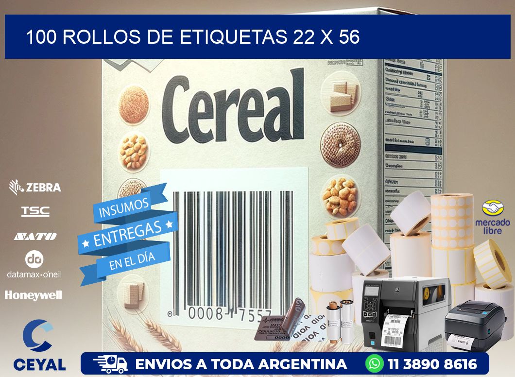100 ROLLOS DE ETIQUETAS 22 x 56