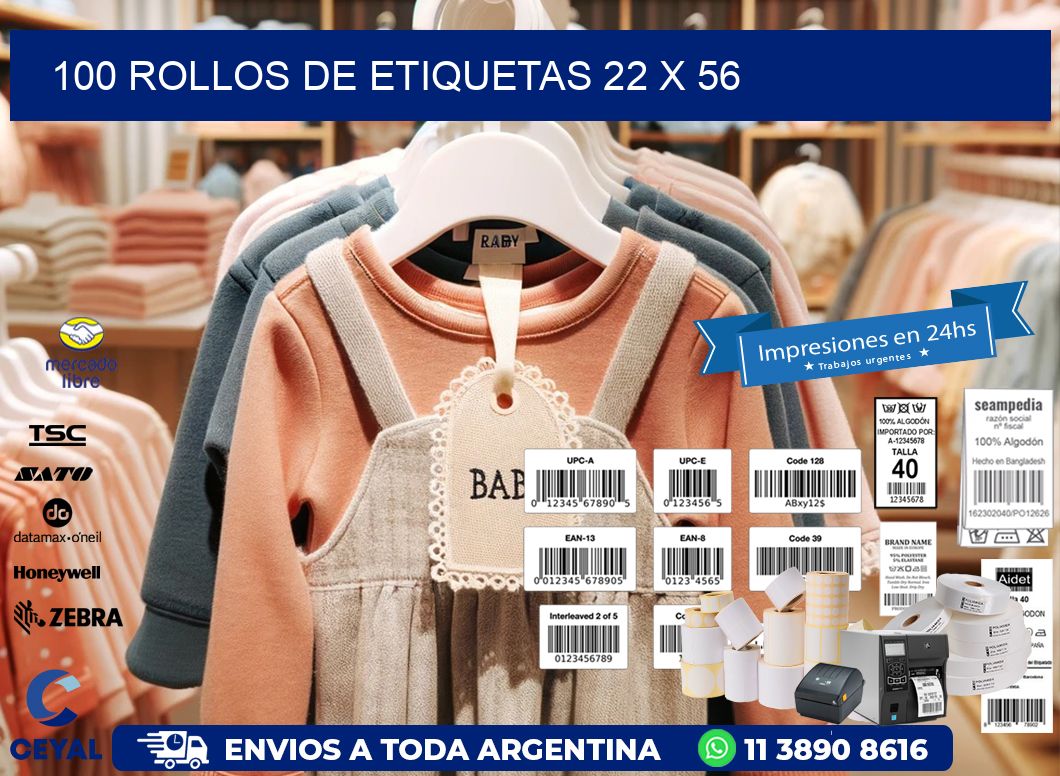 100 ROLLOS DE ETIQUETAS 22 x 56