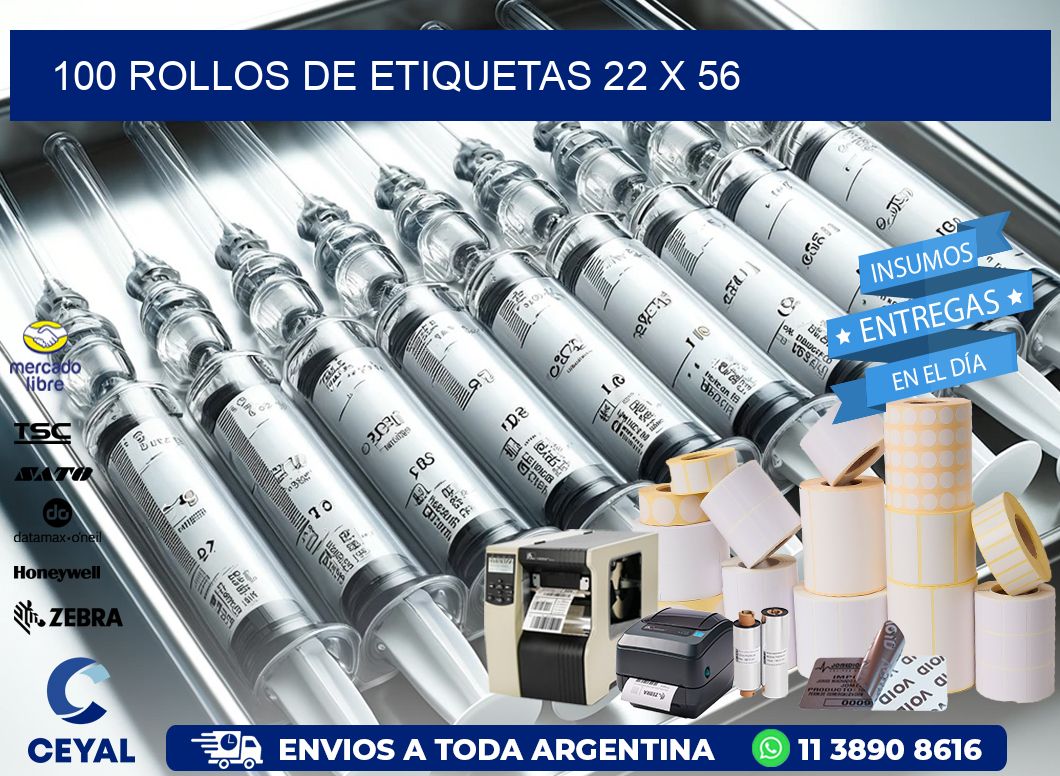 100 ROLLOS DE ETIQUETAS 22 x 56