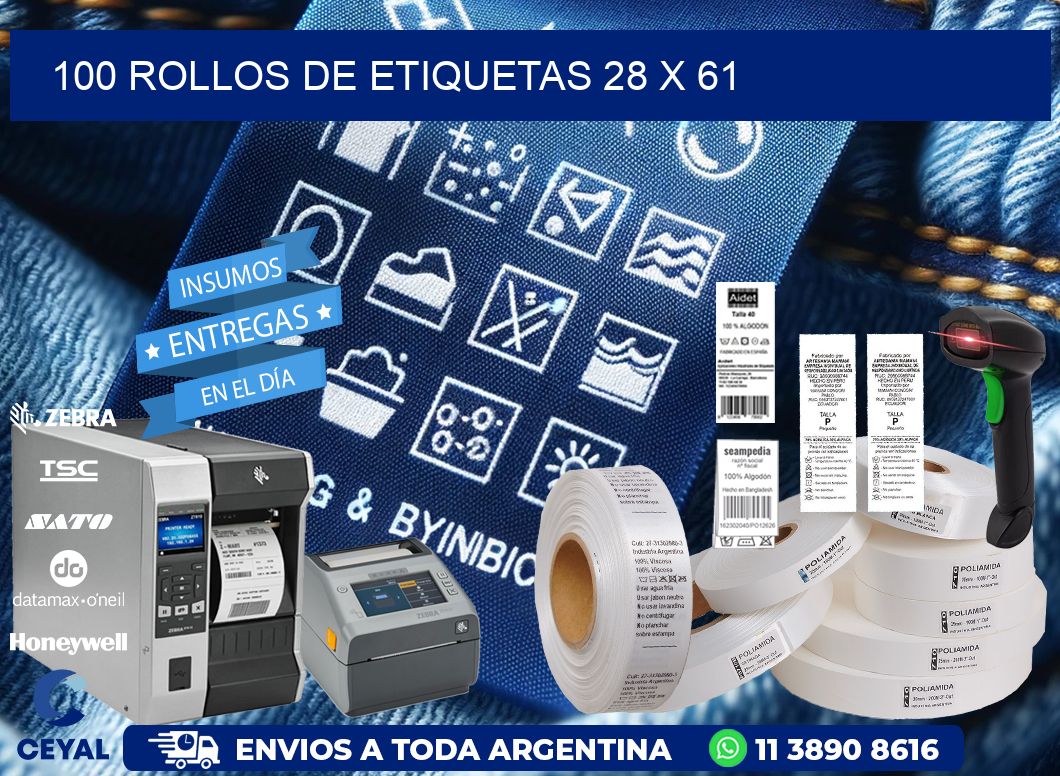 100 ROLLOS DE ETIQUETAS 28 x 61