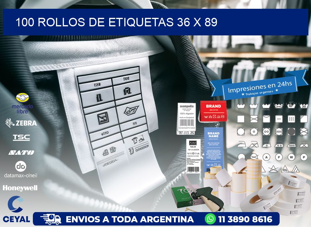 100 ROLLOS DE ETIQUETAS 36 x 89