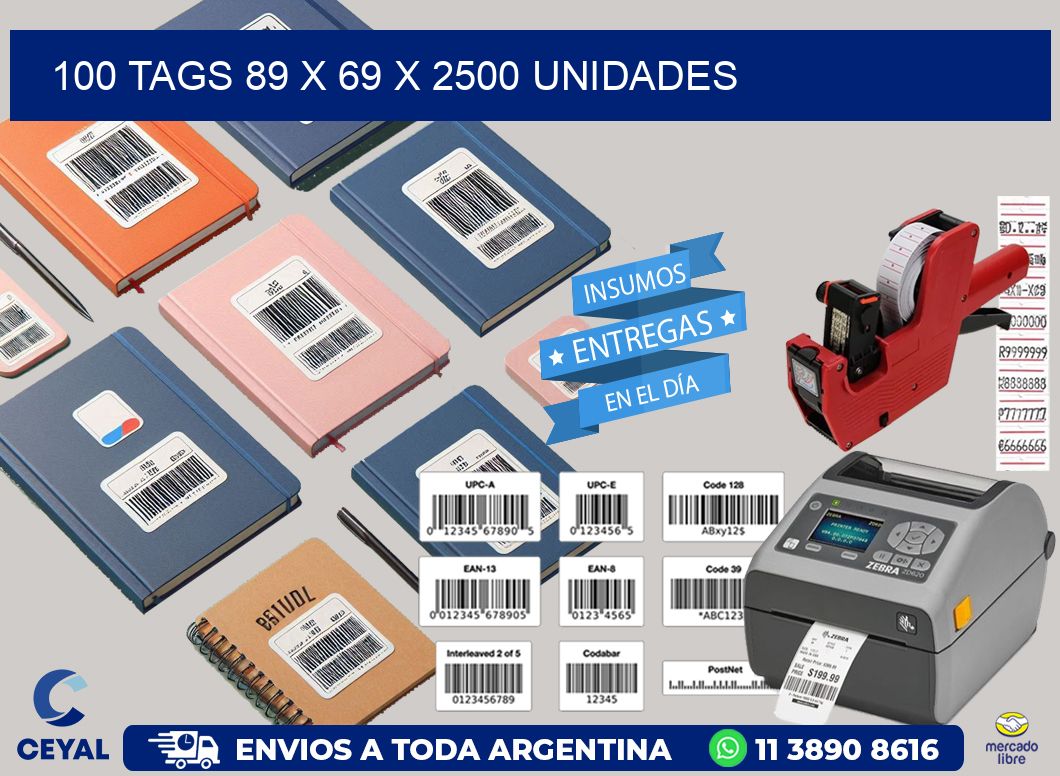 100 TAGS 89 x 69 X 2500 UNIDADES