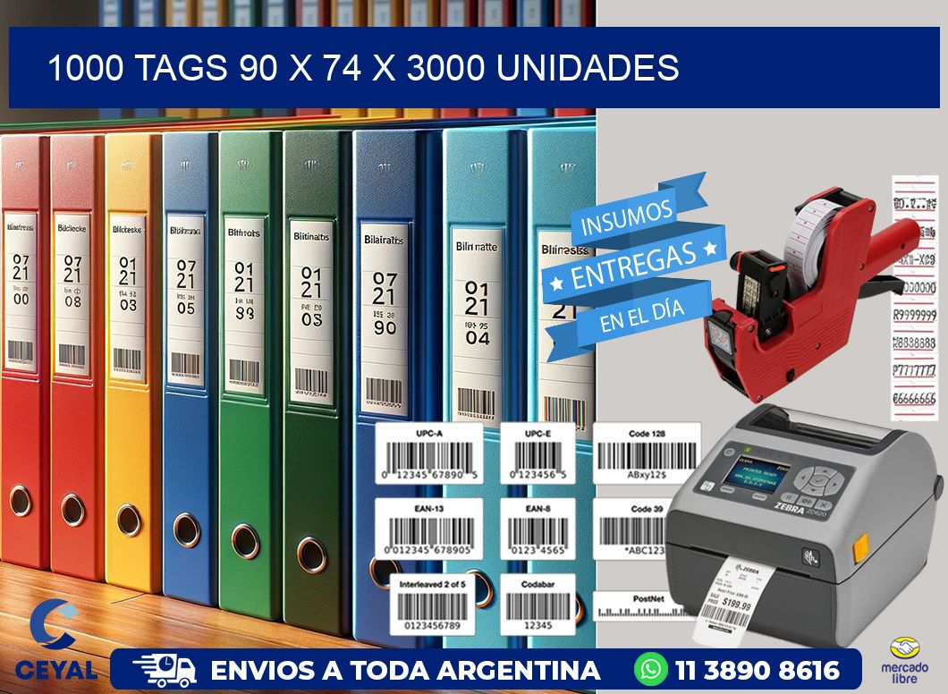 1000 TAGS 90 x 74 X 3000 UNIDADES