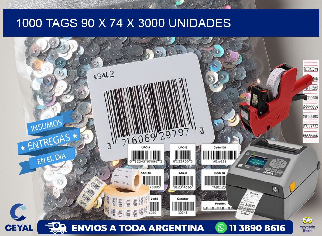 1000 TAGS 90 x 74 X 3000 UNIDADES