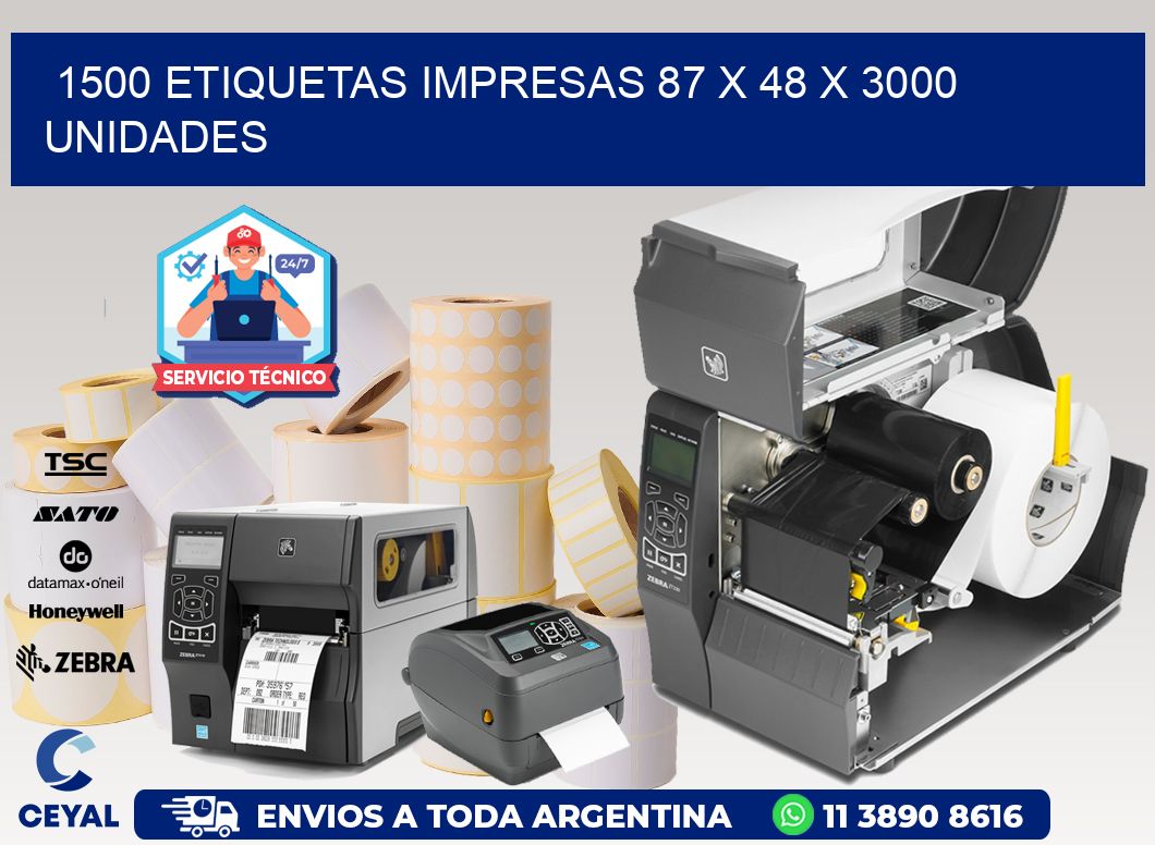 1500 ETIQUETAS IMPRESAS 87 x 48 X 3000 UNIDADES