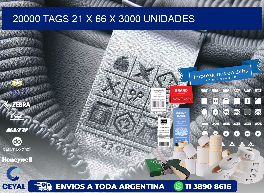 20000 TAGS 21 x 66 X 3000 UNIDADES