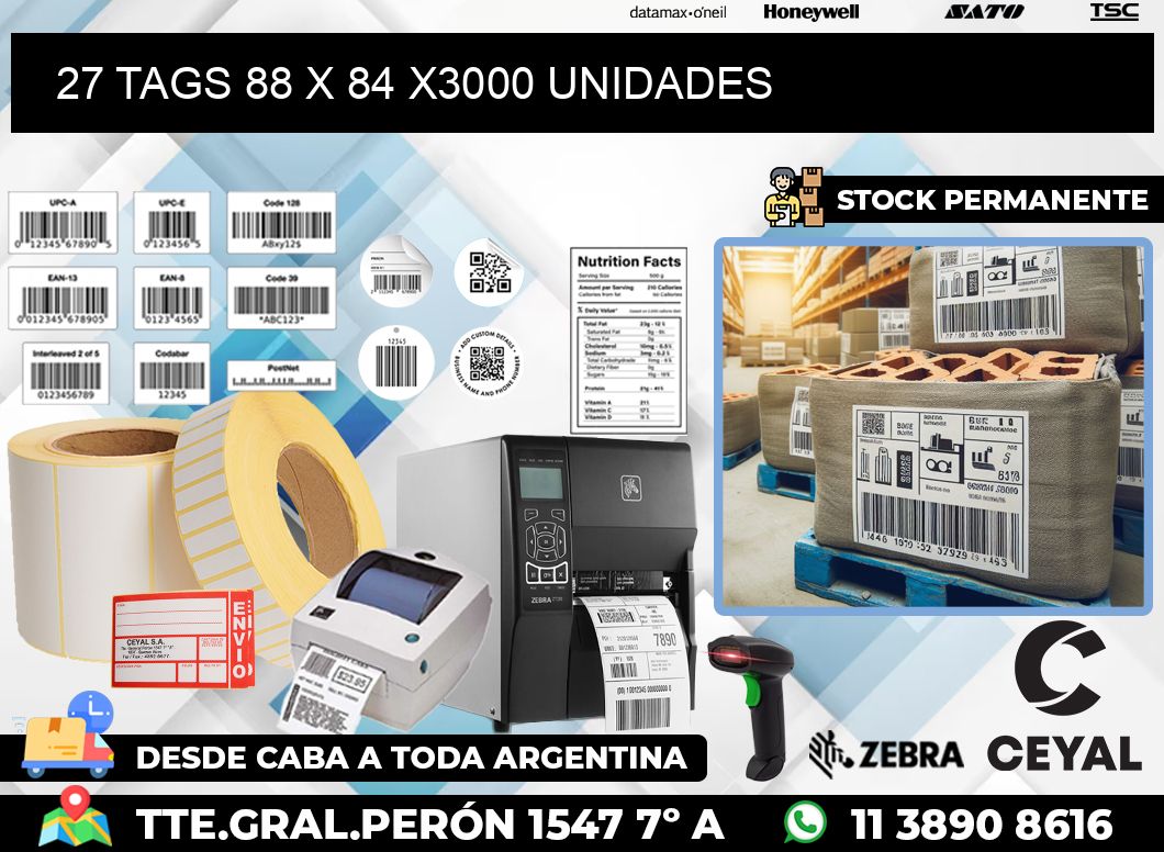 27 TAGS 88 x 84 X3000 UNIDADES