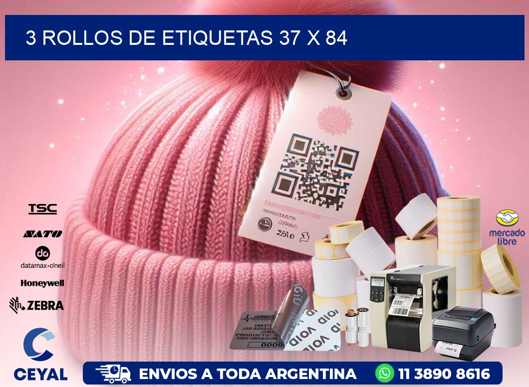 3 ROLLOS DE ETIQUETAS 37 x 84