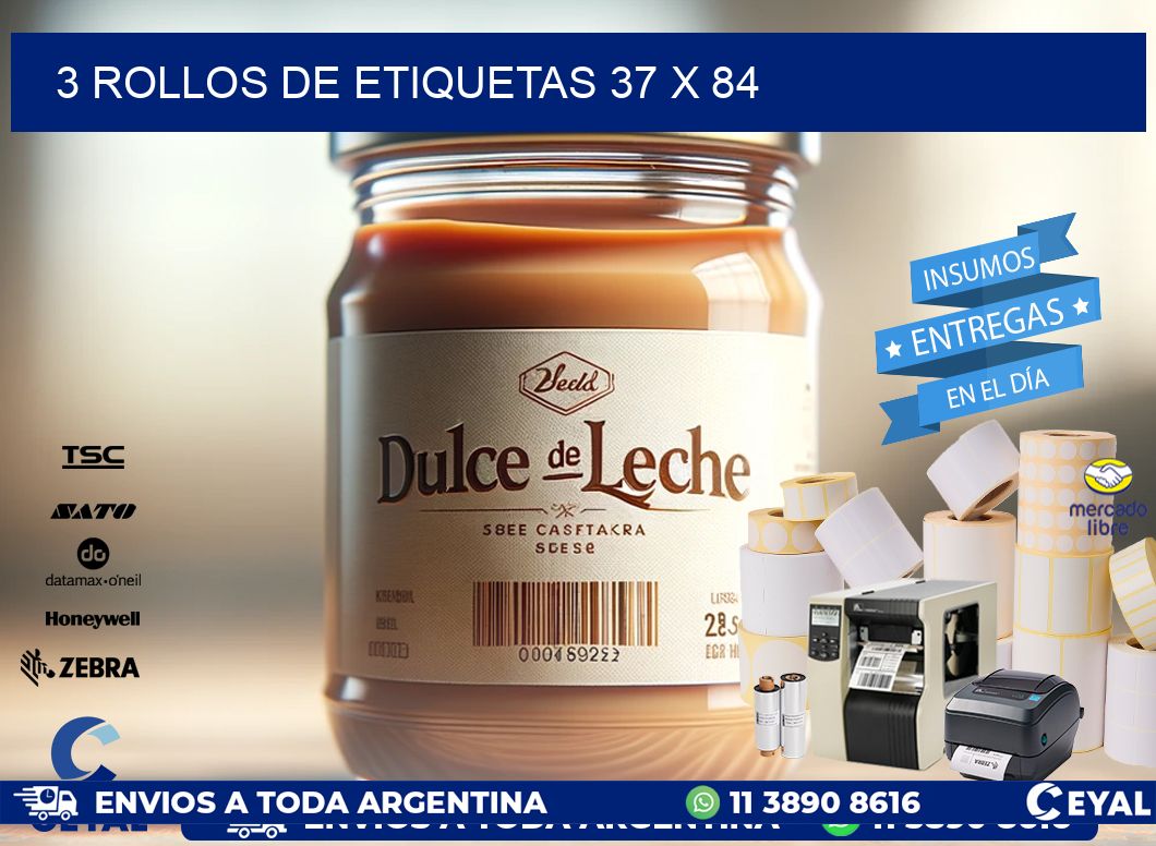 3 ROLLOS DE ETIQUETAS 37 x 84