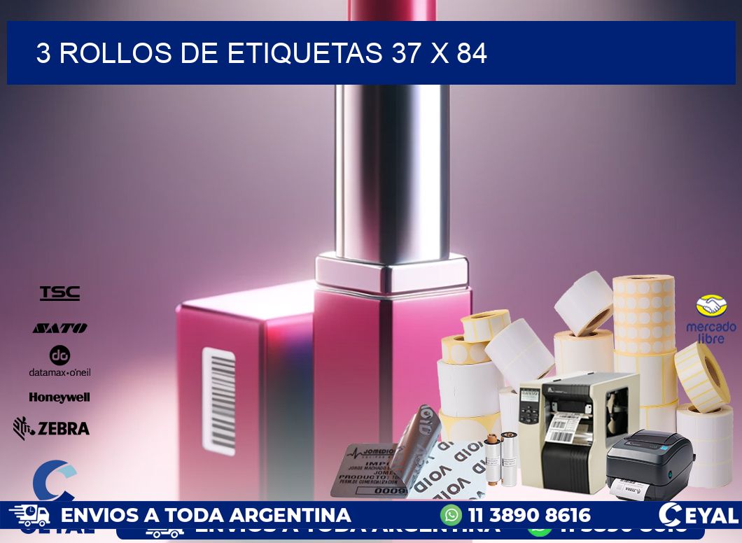 3 ROLLOS DE ETIQUETAS 37 x 84