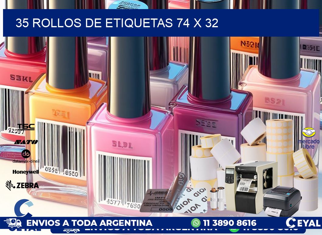 35 ROLLOS DE ETIQUETAS 74 x 32