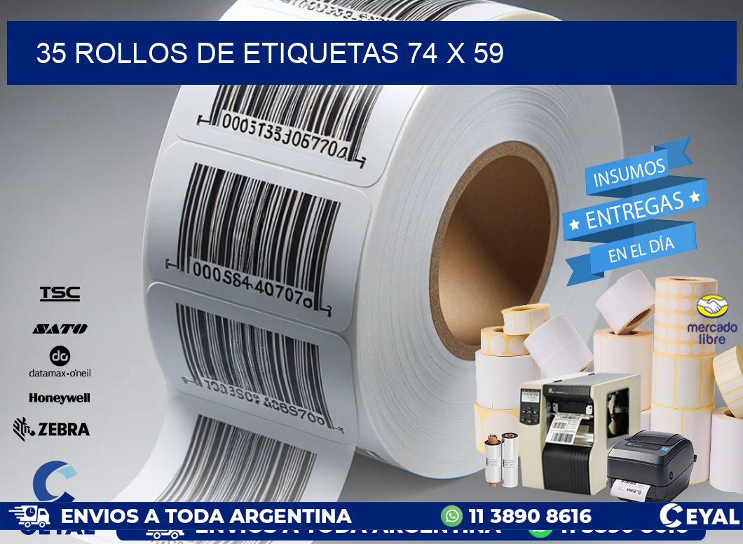 35 ROLLOS DE ETIQUETAS 74 x 59