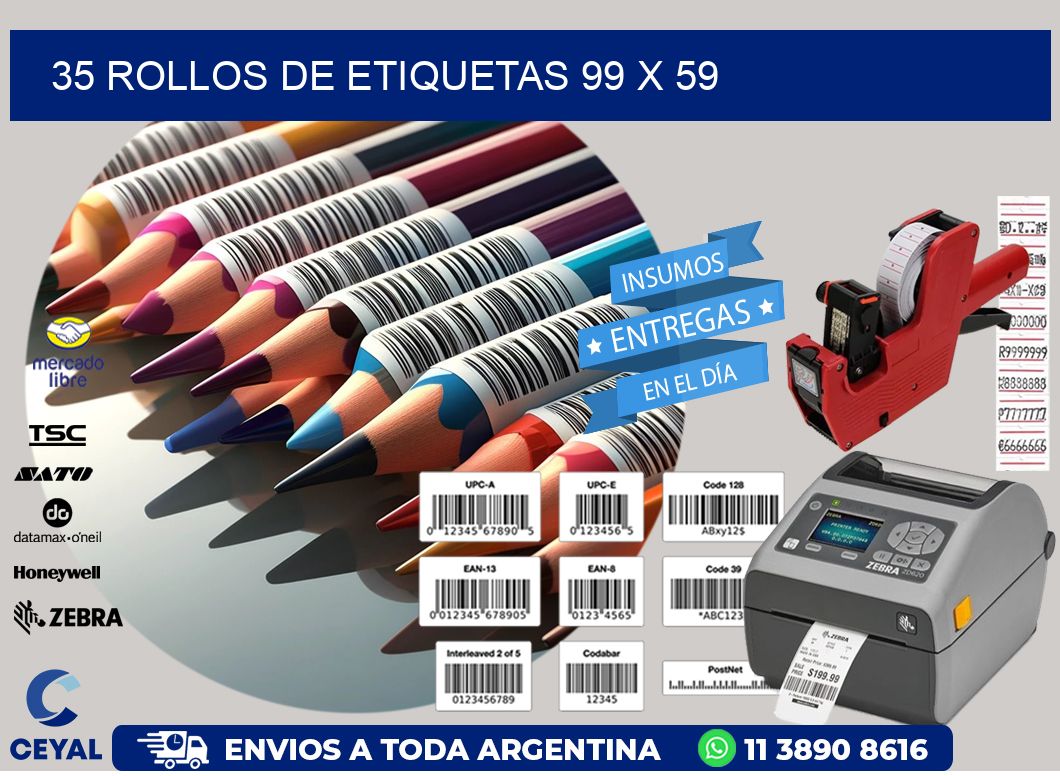 35 ROLLOS DE ETIQUETAS 99 x 59