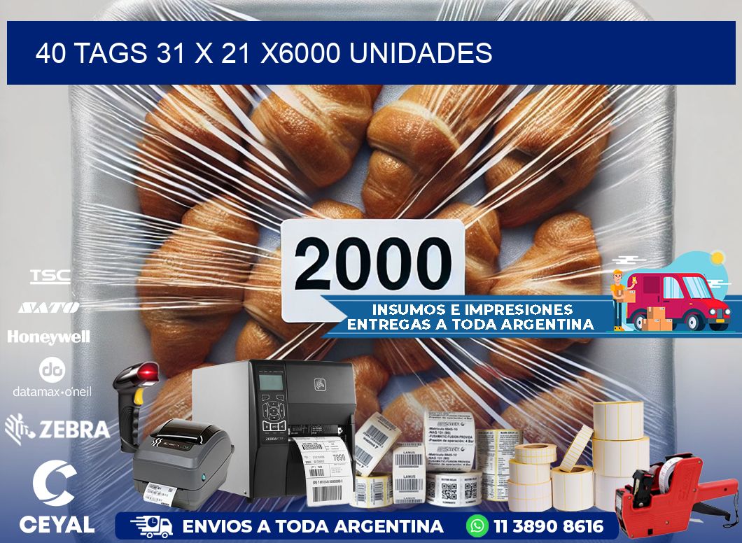 40 TAGS 31 x 21 X6000 UNIDADES