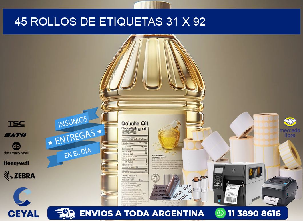 45 ROLLOS DE ETIQUETAS 31 x 92