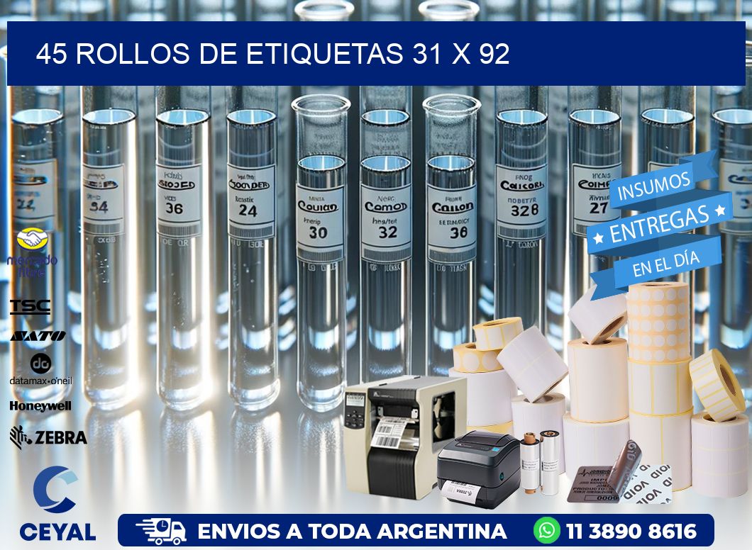 45 ROLLOS DE ETIQUETAS 31 x 92