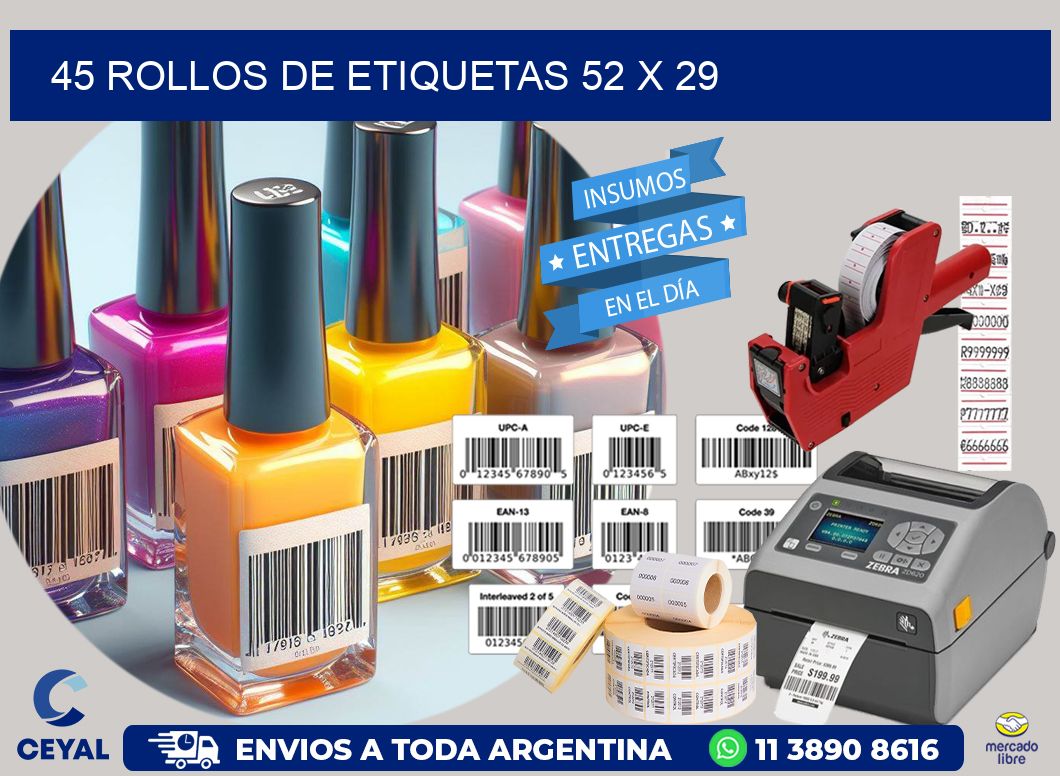 45 ROLLOS DE ETIQUETAS 52 x 29