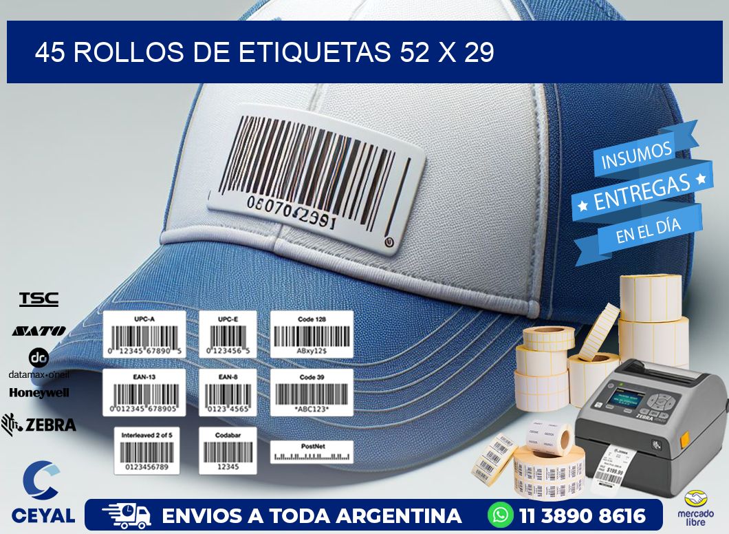 45 ROLLOS DE ETIQUETAS 52 x 29