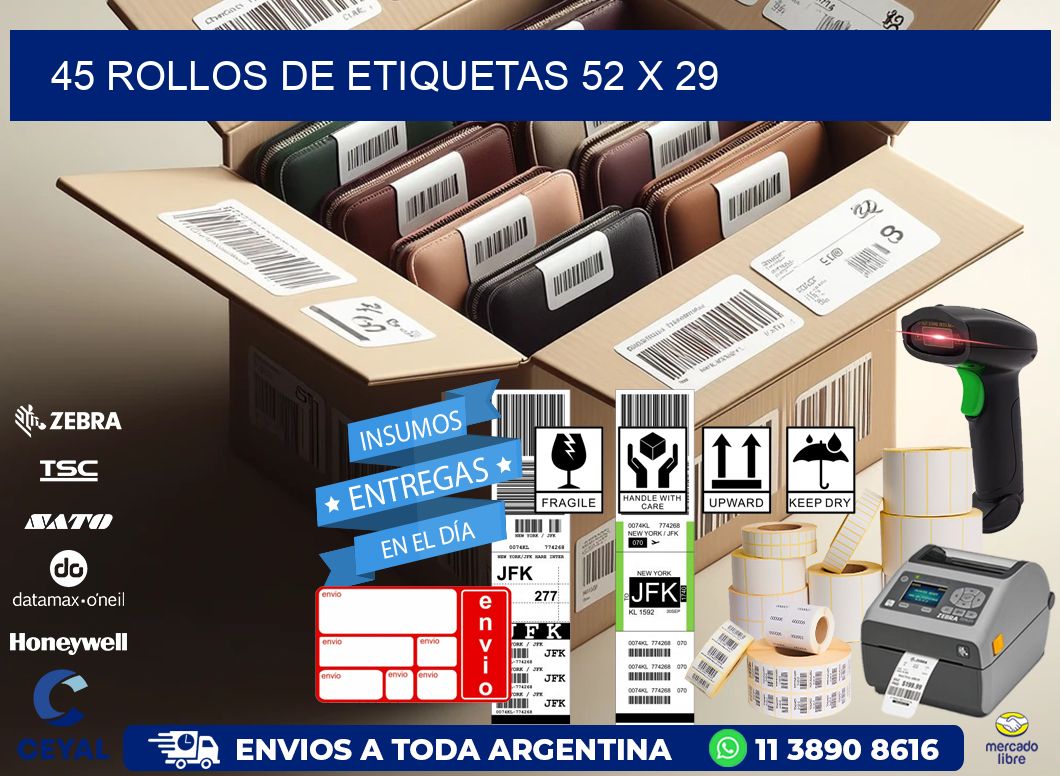 45 ROLLOS DE ETIQUETAS 52 x 29