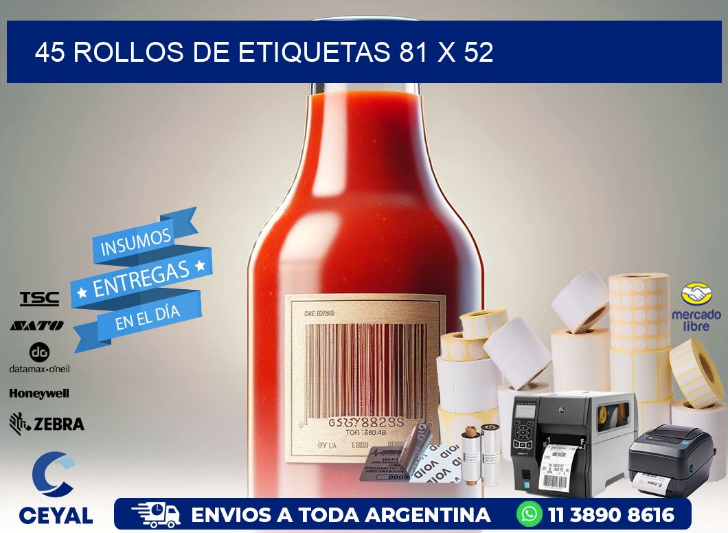 45 ROLLOS DE ETIQUETAS 81 x 52