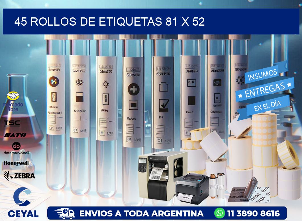 45 ROLLOS DE ETIQUETAS 81 x 52