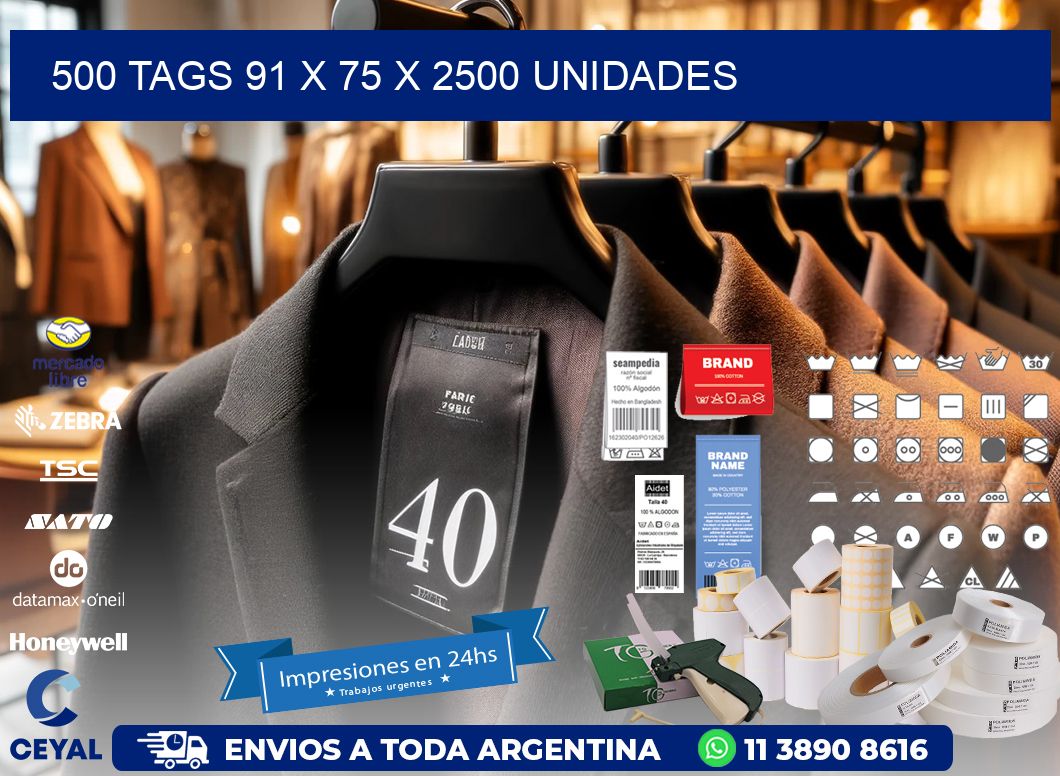 500 TAGS 91 x 75 X 2500 UNIDADES