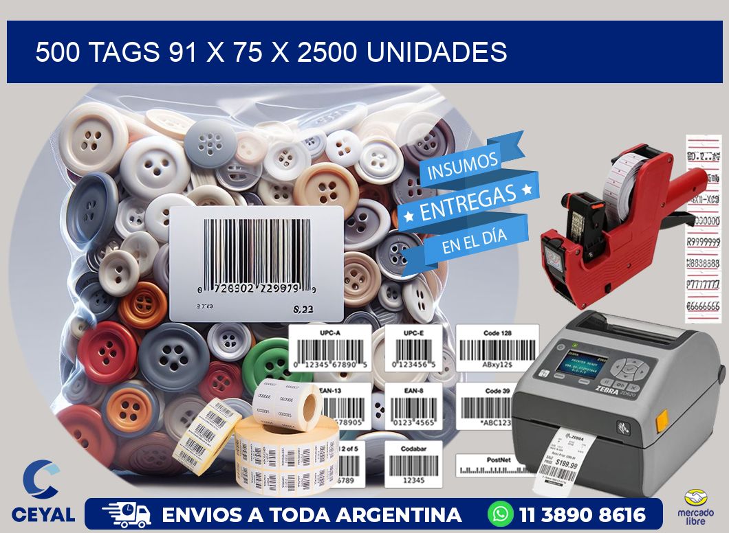 500 TAGS 91 x 75 X 2500 UNIDADES