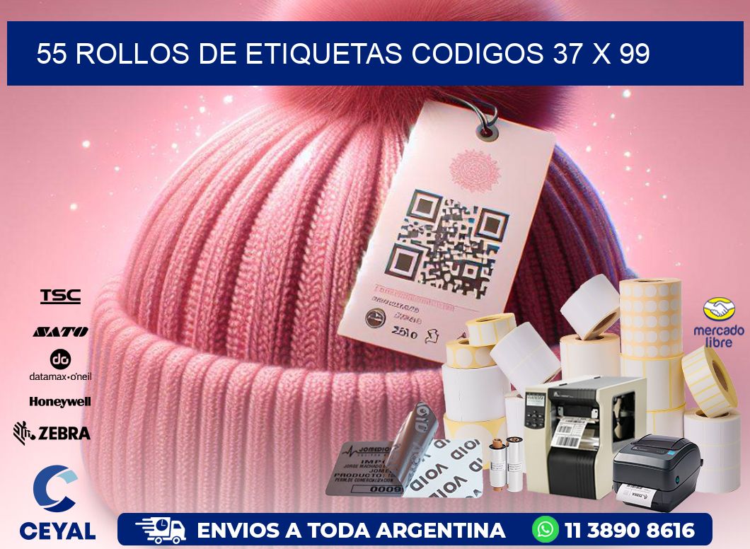 55 ROLLOS DE ETIQUETAS CODIGOS 37 x 99